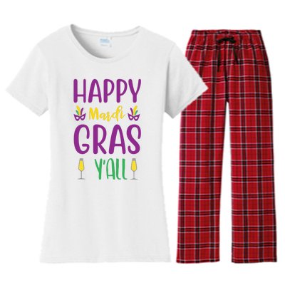 Happy Mardi Gras Ya'll Women's Flannel Pajama Set