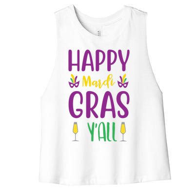 Happy Mardi Gras Ya'll Women's Racerback Cropped Tank