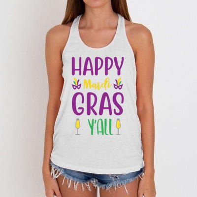 Happy Mardi Gras Ya'll Women's Knotted Racerback Tank