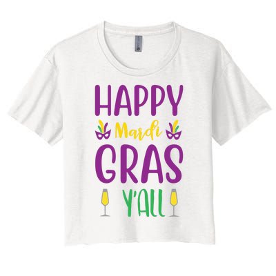 Happy Mardi Gras Ya'll Women's Crop Top Tee