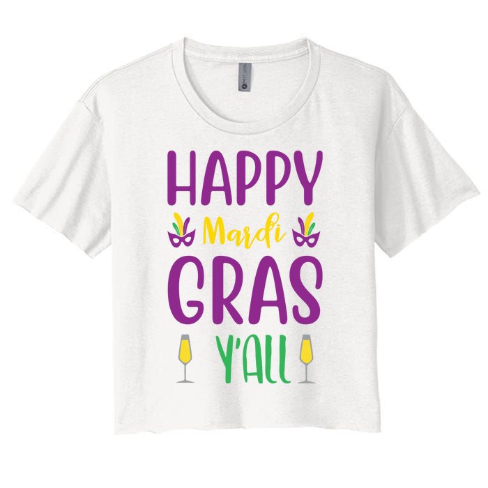 Happy Mardi Gras Ya'll Women's Crop Top Tee