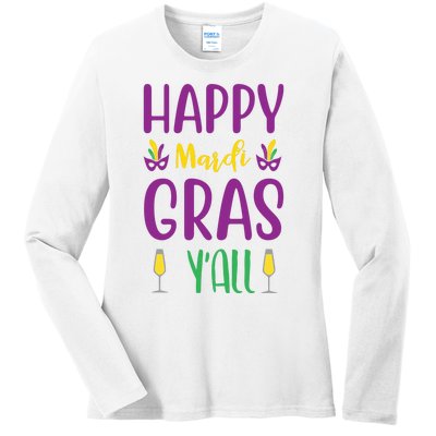 Happy Mardi Gras Ya'll Ladies Long Sleeve Shirt