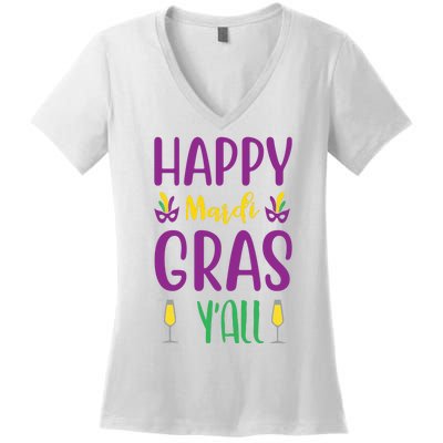 Happy Mardi Gras Ya'll Women's V-Neck T-Shirt