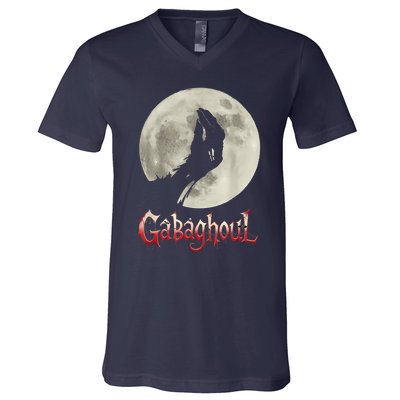 Hand Moon Gabagool Halloween V-Neck T-Shirt