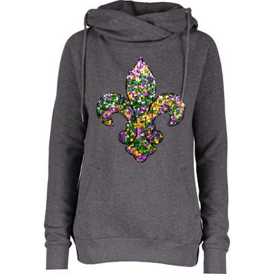 Happy Mardi Gras Carnival Fat Tuesday Fleur De Lis Womens Funnel Neck Pullover Hood