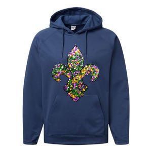 Happy Mardi Gras Carnival Fat Tuesday Fleur De Lis Performance Fleece Hoodie