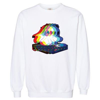 House Music Ghost Halloween Techno Rave Halloween Party Garment-Dyed Sweatshirt