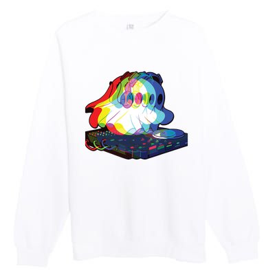 House Music Ghost Halloween Techno Rave Halloween Party Premium Crewneck Sweatshirt