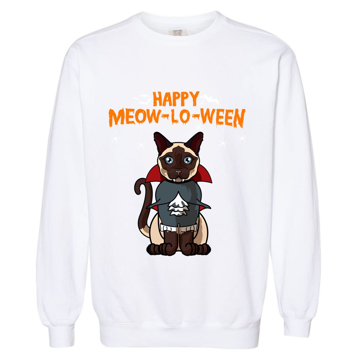 Happy Meowcute Giftloween Siamese Cat For Halloween Gift Garment-Dyed Sweatshirt