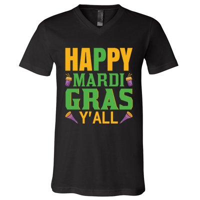 Happy Mardi Gras Ya'll V-Neck T-Shirt