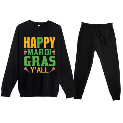 Happy Mardi Gras Ya'll Premium Crewneck Sweatsuit Set