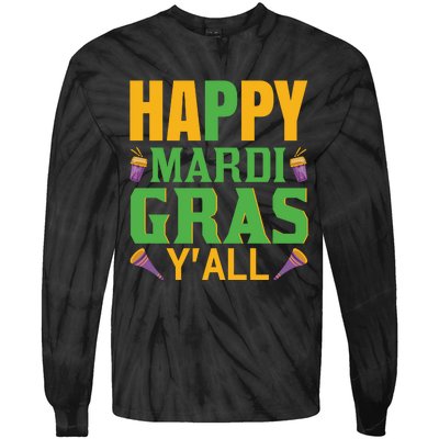 Happy Mardi Gras Ya'll Tie-Dye Long Sleeve Shirt