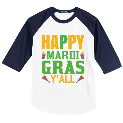 Happy Mardi Gras Ya'll Baseball Sleeve Shirt