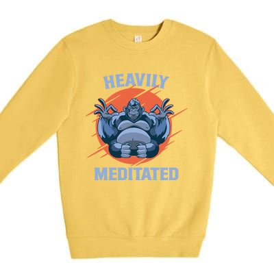 Heavily Meditated Gorilla Funny Yoga Meditation Gift Premium Crewneck Sweatshirt