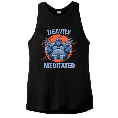 Heavily Meditated Gorilla Funny Yoga Meditation Gift Ladies PosiCharge Tri-Blend Wicking Tank