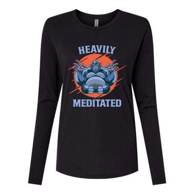 Heavily Meditated Gorilla Funny Yoga Meditation Gift Womens Cotton Relaxed Long Sleeve T-Shirt