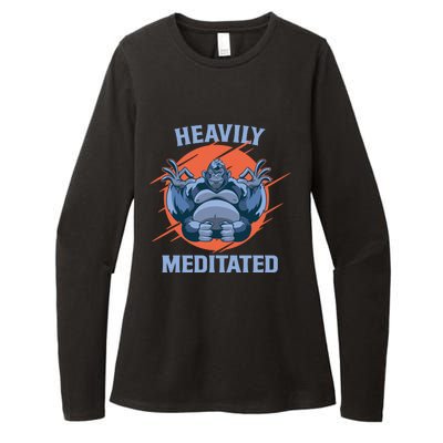 Heavily Meditated Gorilla Funny Yoga Meditation Gift Womens CVC Long Sleeve Shirt