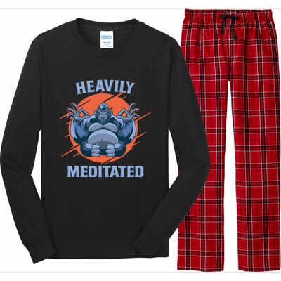 Heavily Meditated Gorilla Funny Yoga Meditation Gift Long Sleeve Pajama Set