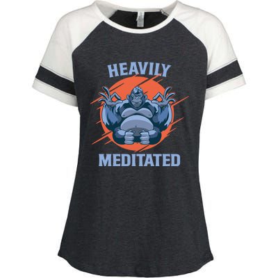 Heavily Meditated Gorilla Funny Yoga Meditation Gift Enza Ladies Jersey Colorblock Tee