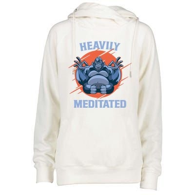 Heavily Meditated Gorilla Funny Yoga Meditation Gift Womens Funnel Neck Pullover Hood