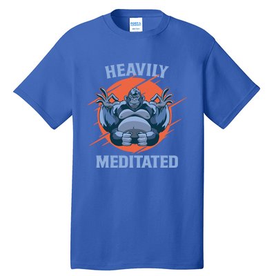 Heavily Meditated Gorilla Funny Yoga Meditation Gift Tall T-Shirt