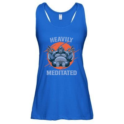 Heavily Meditated Gorilla Funny Yoga Meditation Gift Ladies Essential Flowy Tank