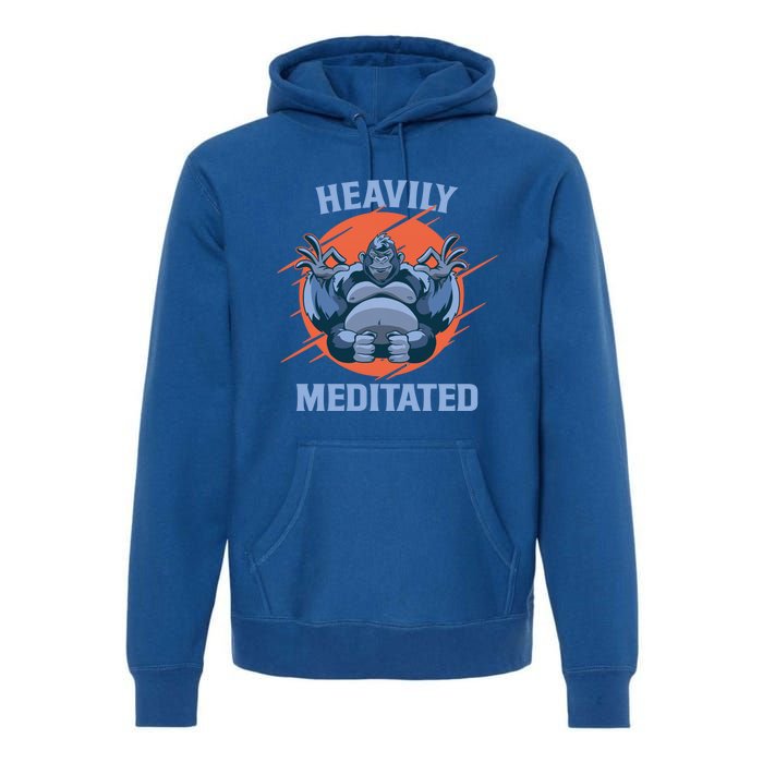 Heavily Meditated Gorilla Funny Yoga Meditation Gift Premium Hoodie