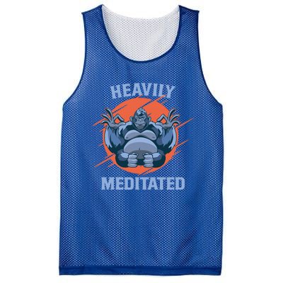 Heavily Meditated Gorilla Funny Yoga Meditation Gift Mesh Reversible Basketball Jersey Tank