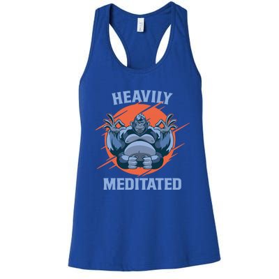 Heavily Meditated Gorilla Funny Yoga Meditation Gift Women's Racerback Tank