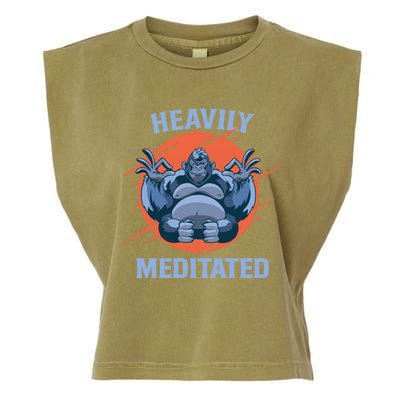 Heavily Meditated Gorilla Funny Yoga Meditation Gift Garment-Dyed Women's Muscle Tee