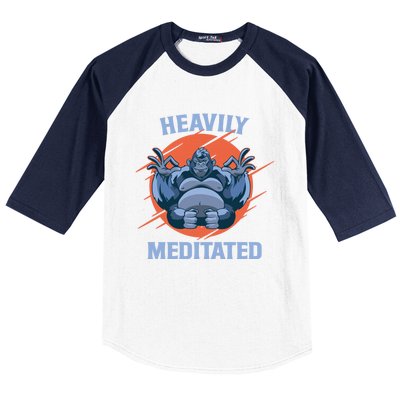 Heavily Meditated Gorilla Funny Yoga Meditation Gift Baseball Sleeve Shirt