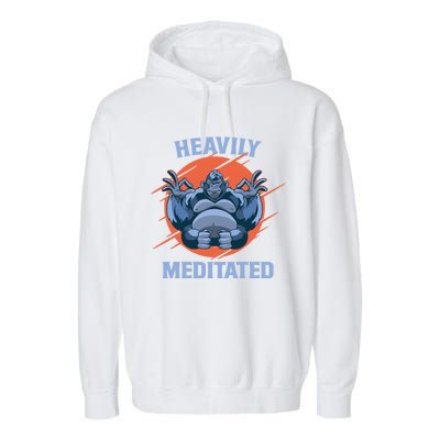 Heavily Meditated Gorilla Funny Yoga Meditation Gift Garment-Dyed Fleece Hoodie