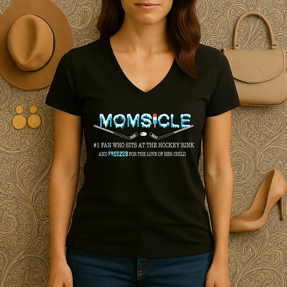 Hockey Mom Gifts For Women Mother's Day Momsicle Mom Funny Premium TShirt Women's V-Neck T-Shirt
