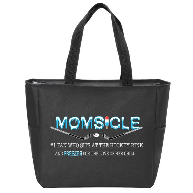 Hockey Mom Gifts For Women Mother's Day Momsicle Mom Funny Premium TShirt Zip Tote Bag