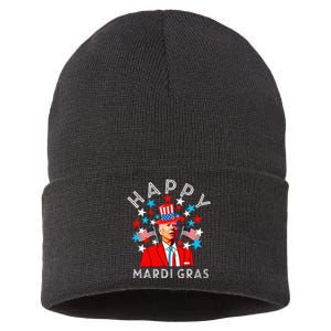 Happy Mardi Gras Joe Biden 4th Of July Memorial Independence  Sustainable Knit Beanie