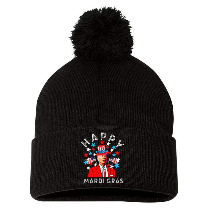 Happy Mardi Gras Joe Biden 4th Of July Memorial Independence  Pom Pom 12in Knit Beanie