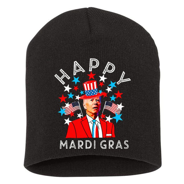 Happy Mardi Gras Joe Biden 4th Of July Memorial Independence  Short Acrylic Beanie