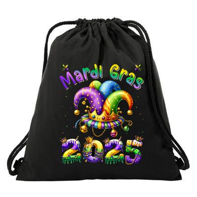 Happy Mardi Gras Carnival Mardi Gras 2025 Jester Outfit Drawstring Bag