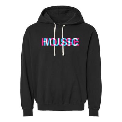 House Music Glitch Optical Illusion Edm Rave Dj Garment-Dyed Fleece Hoodie