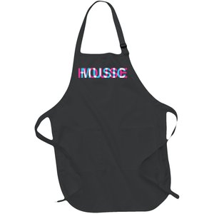 House Music Glitch Optical Illusion Edm Rave Dj Full-Length Apron With Pockets