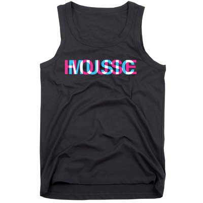 House Music Glitch Optical Illusion Edm Rave Dj Tank Top