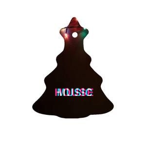 House Music Glitch Optical Illusion Edm Rave Dj Ceramic Tree Ornament