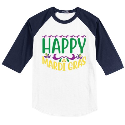 Happy Mardi Gras Baseball Sleeve Shirt