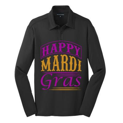 Happy Mardi Gras Silk Touch Performance Long Sleeve Polo