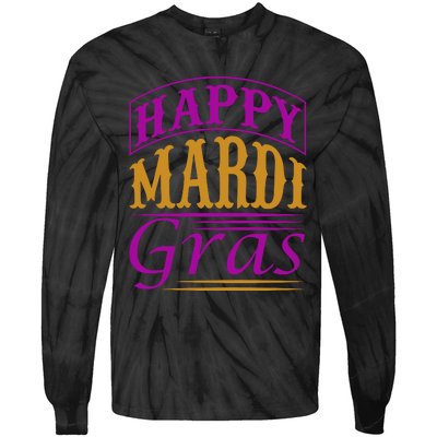 Happy Mardi Gras Tie-Dye Long Sleeve Shirt