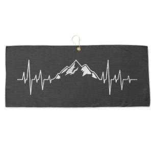 Hiking Mountains Gift Heartbeat Hiker Adventures Large Microfiber Waffle Golf Towel