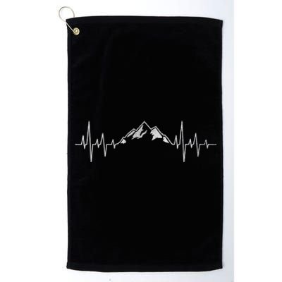 Hiking Mountains Gift Heartbeat Hiker Adventures Platinum Collection Golf Towel