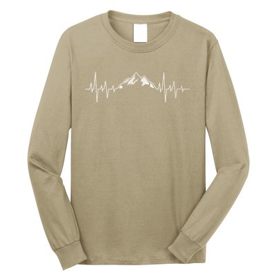 Hiking Mountains Gift Heartbeat Hiker Adventures Long Sleeve Shirt