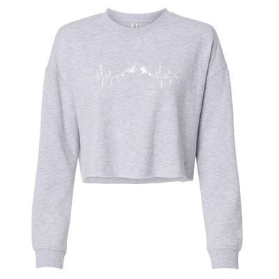 Hiking Mountains Gift Heartbeat Hiker Adventures Cropped Pullover Crew