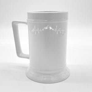 Hiking Mountains Gift Heartbeat Hiker Adventures Beer Stein